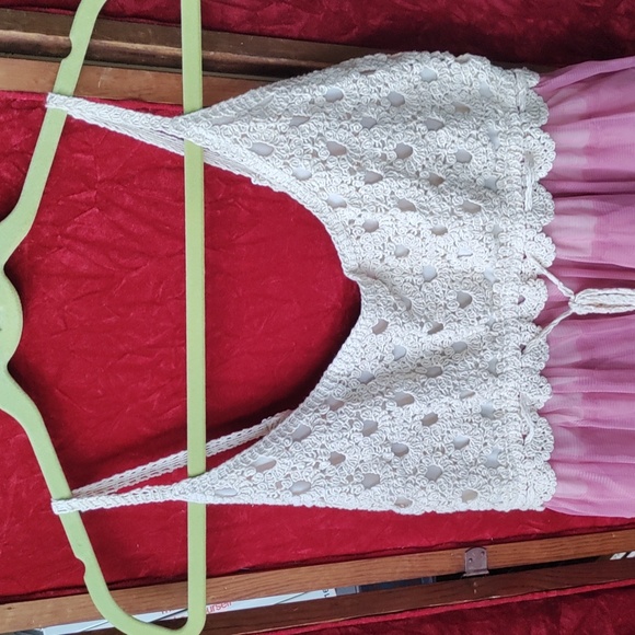 Pink Flutter gauzy crochet bodice dress J.Gee size XL - Picture 4 of 6